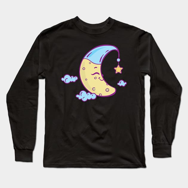 Sleepy Moon with star dangle Long Sleeve T-Shirt by holidaystore